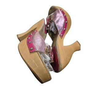 Colin Stuart Pink Rhinestone Studded High Heel Mules Size 8